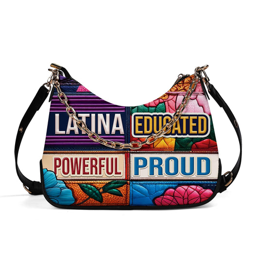 Educated Powerful Proud - Personalized Custom Chain Crossbody Handbag - HG29CH