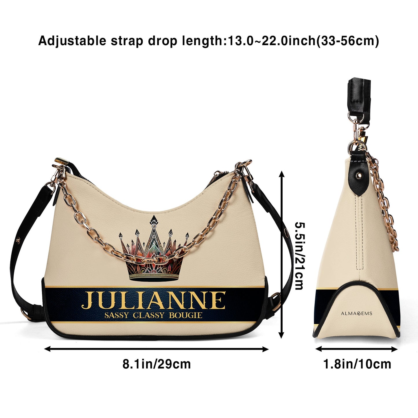 Queen Beige - Personalized Custom Chain Crossbody Handbag - Q02BGCH