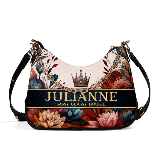 Queen Flowers - Personalized Custom Chain Crossbody Handbag - Q02FCH