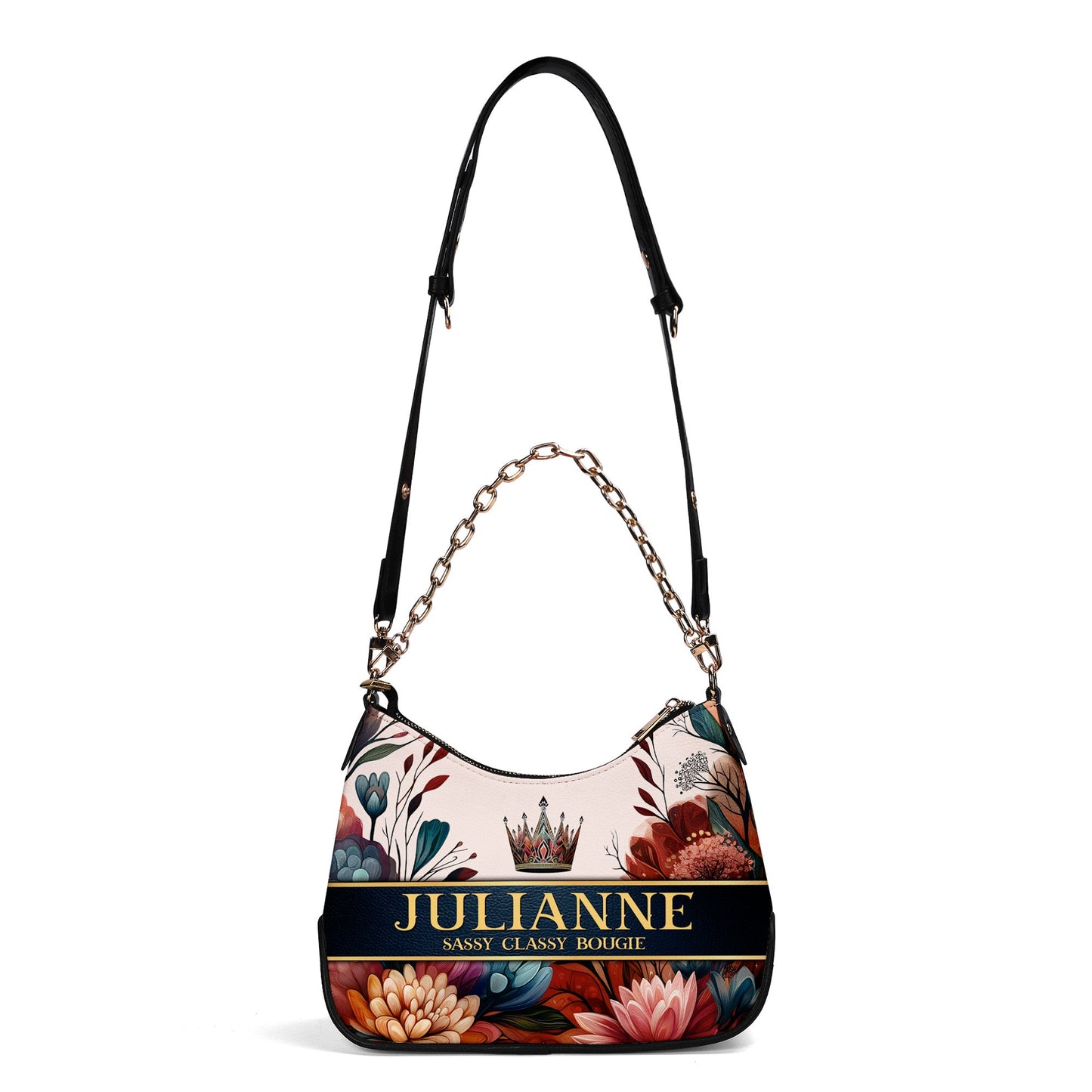 Queen Flowers - Personalized Custom Chain Crossbody Handbag - Q02FCH