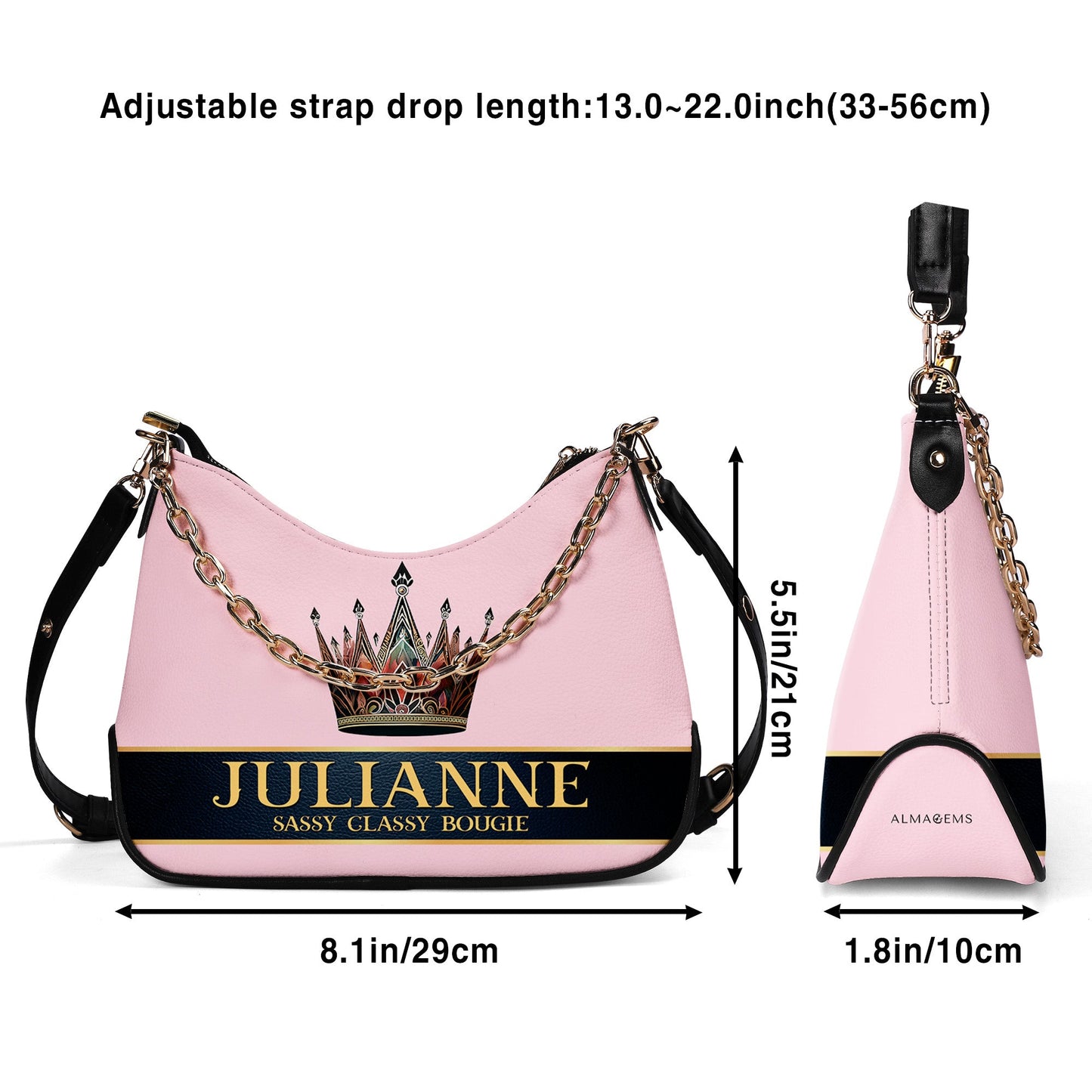 Queen Pink - Personalized Custom Chain Crossbody Handbag - Q02PCH